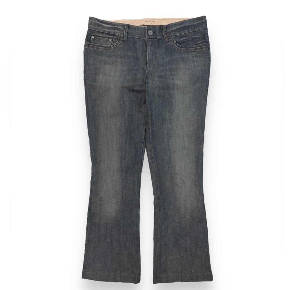 ELIE TAHARI Gray-Blue Mineral Wash Adena Mid Rise Flare Jeans
